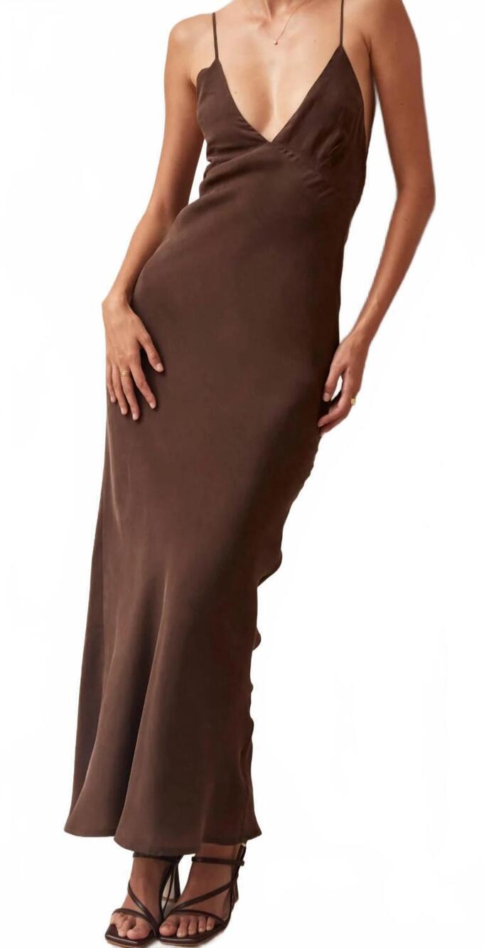 NEW ALOHAS island midi dress in brown